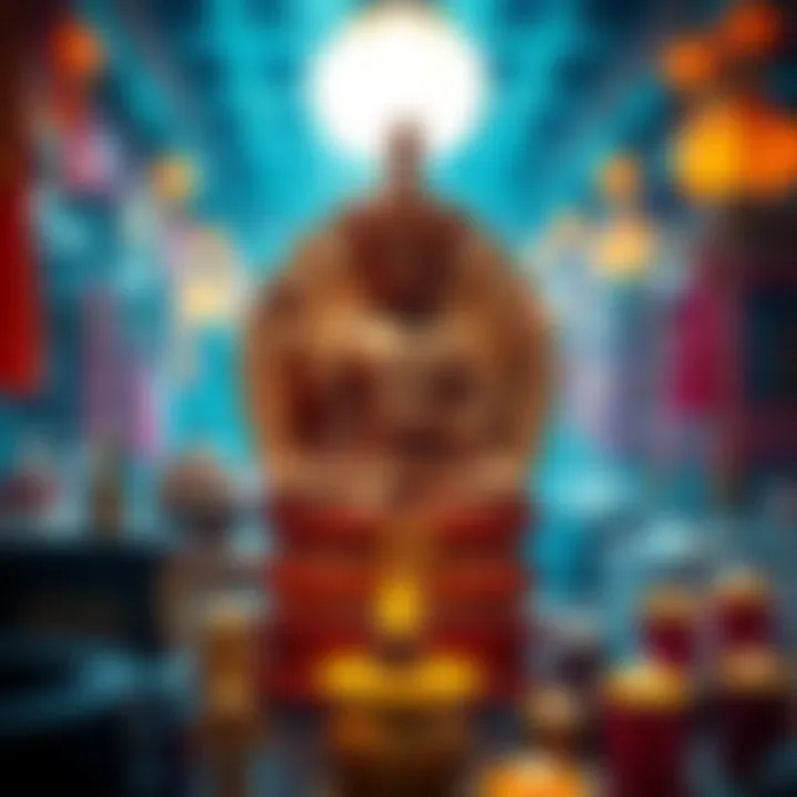 A detailed view of a mystical item claiming to represent Amitabha in a metaphysical shop