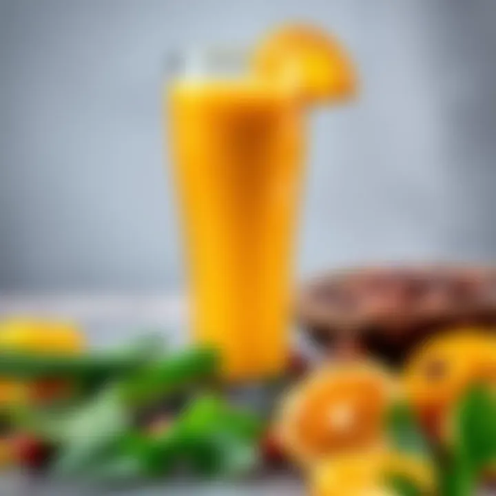 A glass of Amla, Aloe Vera, and Giloy juice surrounded by fresh ingredients