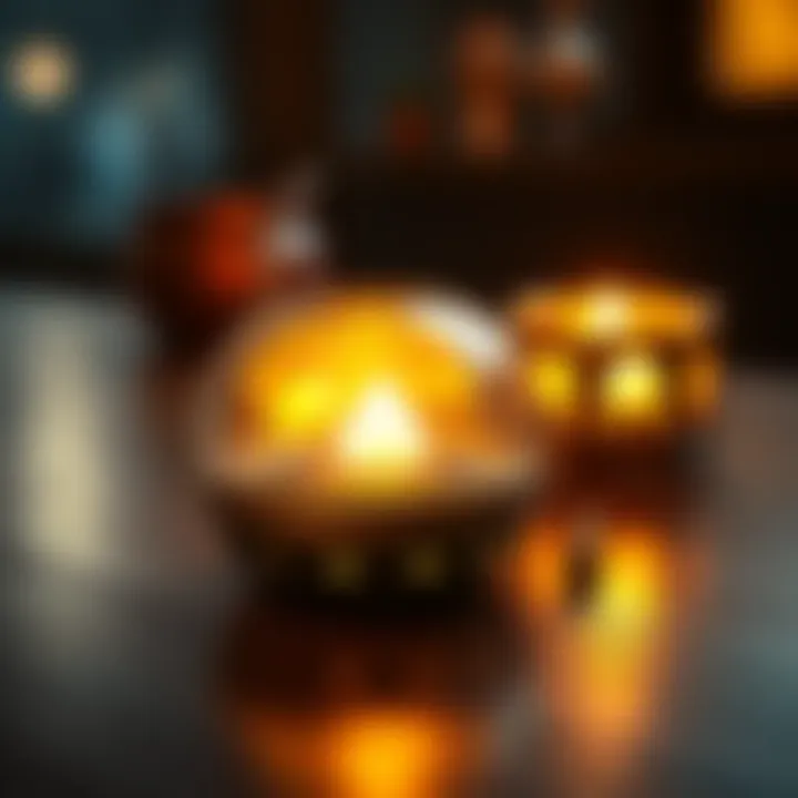 A close-up of a beautiful amulet glowing softly, resting on a wooden table, symbolizing luck and friendship.