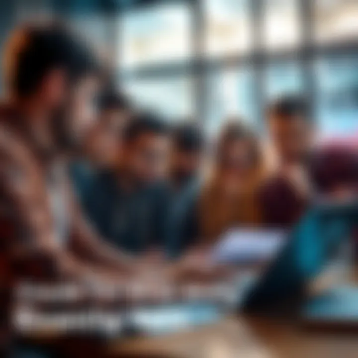 A group of people discussing and analyzing information on a laptop, looking skeptical about viral stories.