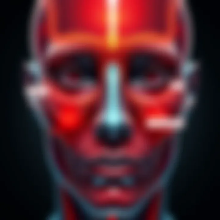 Illustration showing the radix and nose bridge with labels highlighting their locations on a human face