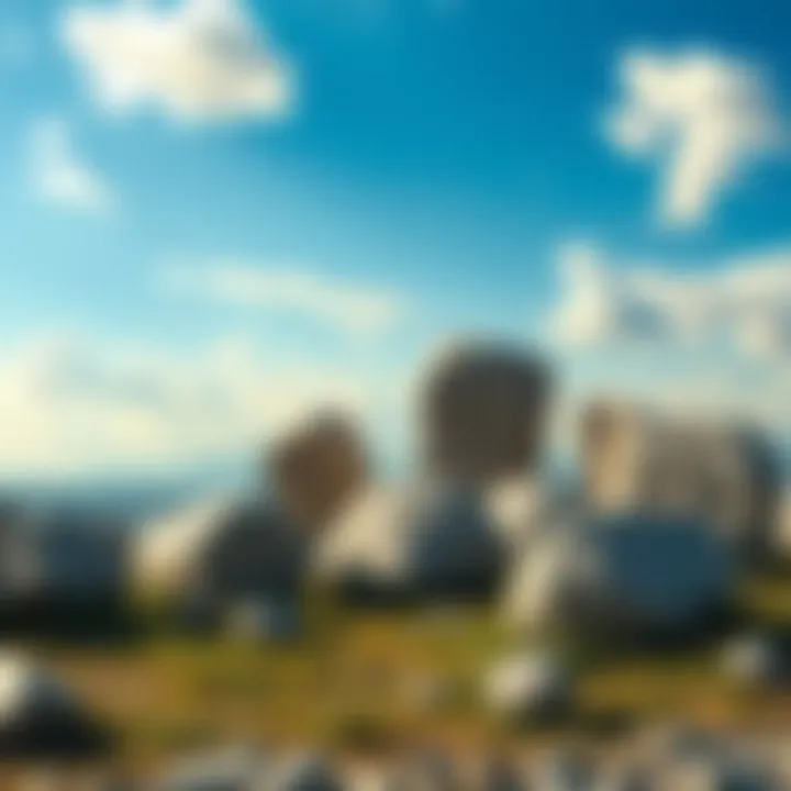 A collection of large stones believed to be linked to Noah's Ark, set against a scenic backdrop in Kazan, Turkey.