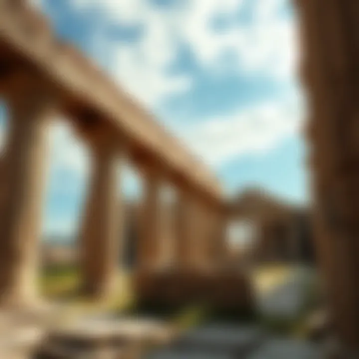 View of the stone pillars at Göbekli Tepe, showcasing ancient structures in Turkey.