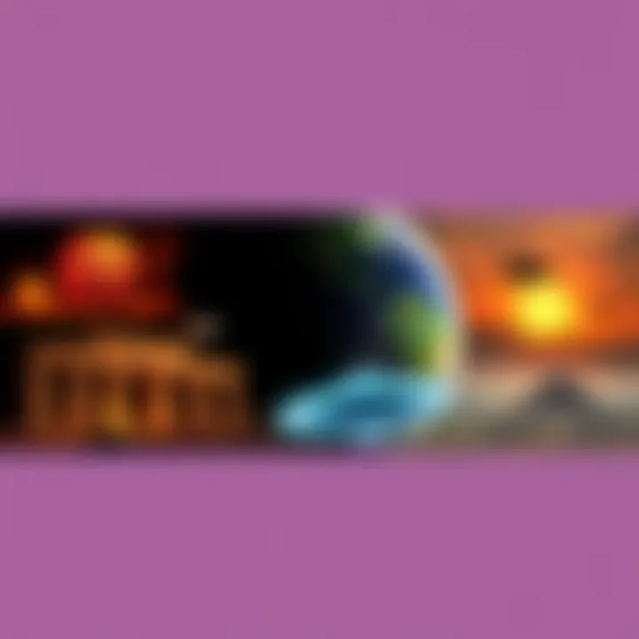 A collage featuring ancient artifacts, a UFO sighting, and early human civilization scenes, highlighting Earth's long history versus short human timeline.