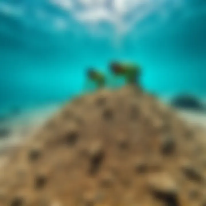 Scientists collecting 20000-year-old beach sand from the ocean floor near the Mid Atlantic Ridge.