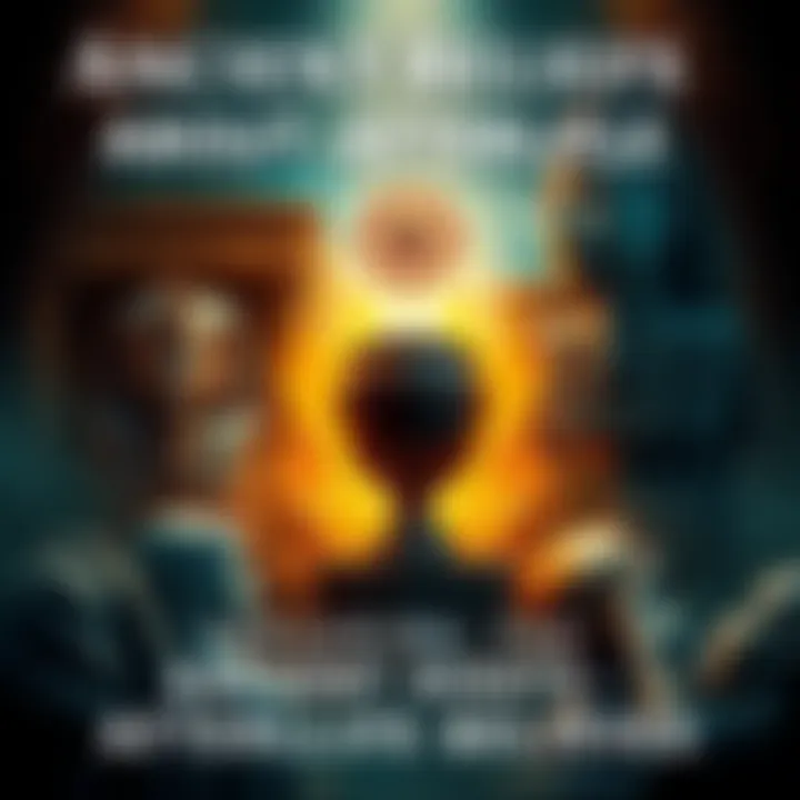 Ancient Beliefs About Afterlife Illustration of various cultures' symbols representing afterlife beliefs, including ancient Egyptian hieroglyphs, a Greek urn, and a Native American spirit symbol.