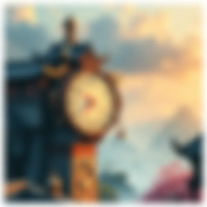 A serene landscape representing time management, featuring traditional Chinese elements like a clock and nature, symbolizing clarity and awareness.