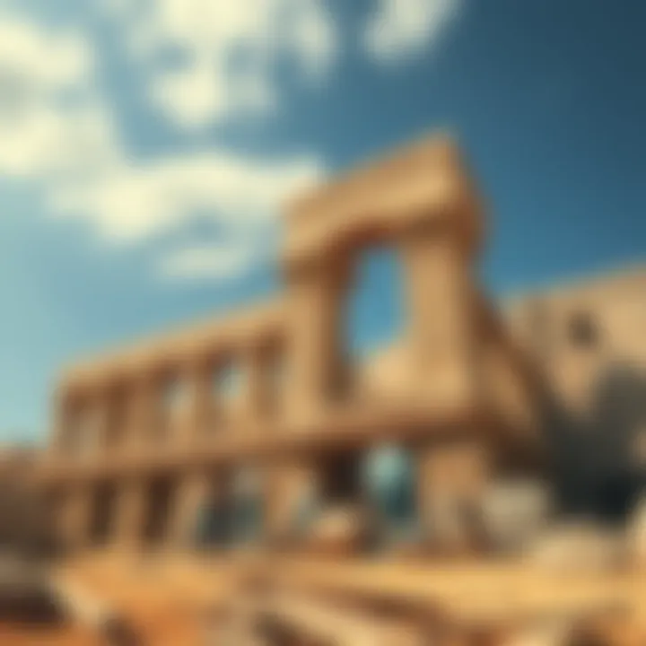 Workers skillfully building a large stone structure using ancient tools