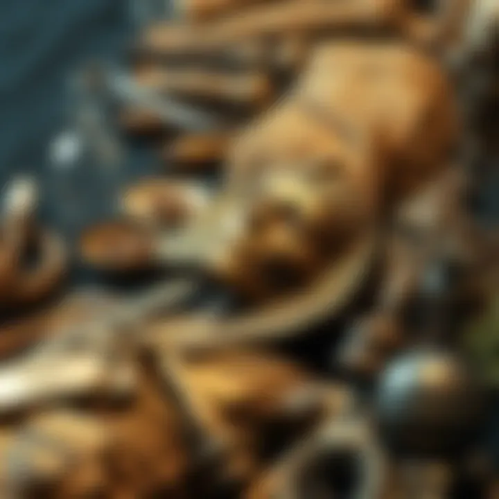 A display of an ancient Egyptian mummy surrounded by historical medical tools and herbs, representing the use of mummies in European medicine