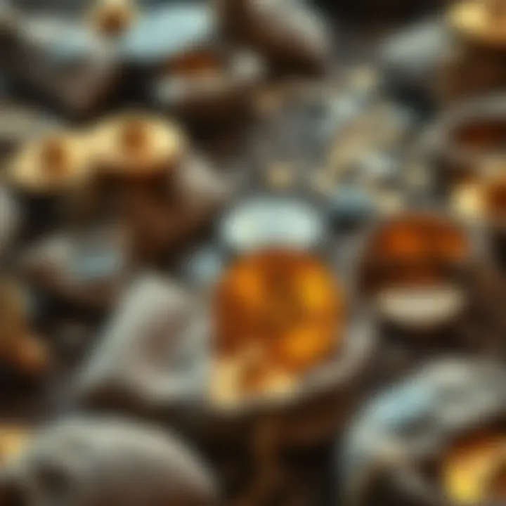 Large collection of bags filled with ancient Celtic gold coins and luxury items found at a dig site.
