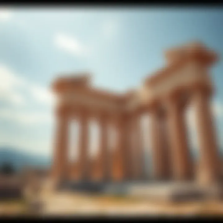 View of an ancient Greek temple showcasing iconic columns and architectural details, symbolizing Hellenistic culture and heritage.