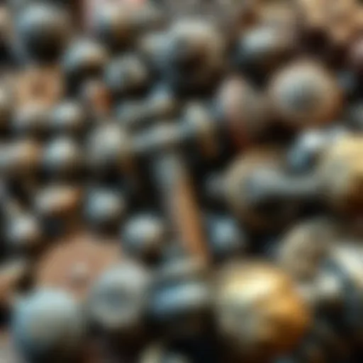 Various ancient knobs from different cultures and locations arranged together