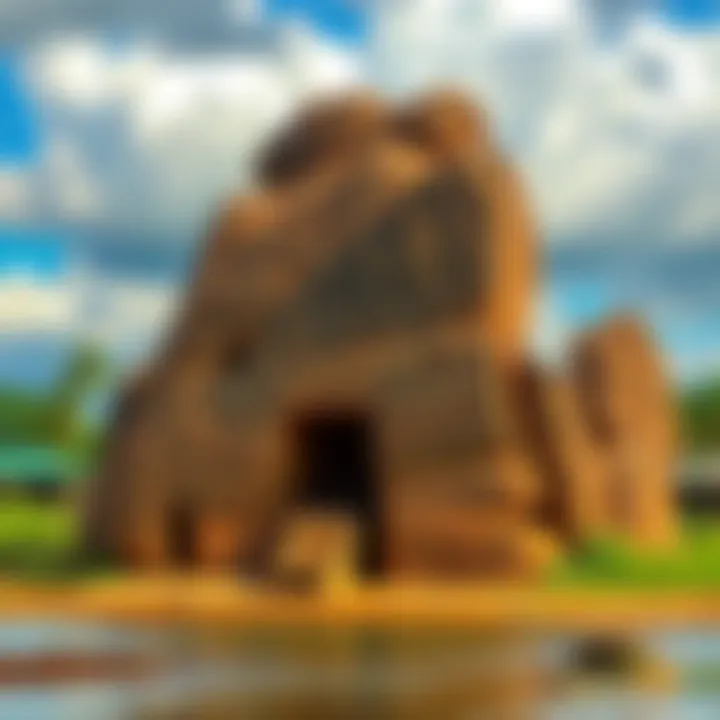 Ancient Rock Carvings in Amazon Rock carvings exposed by drought at the Lajes archaeological site on the banks of the Negro River in Manaus, Brazil.