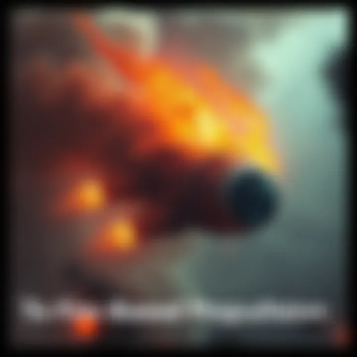 Illustration of an ancient spacecraft with flames and smoke, depicting fire propulsion as described in historical texts.