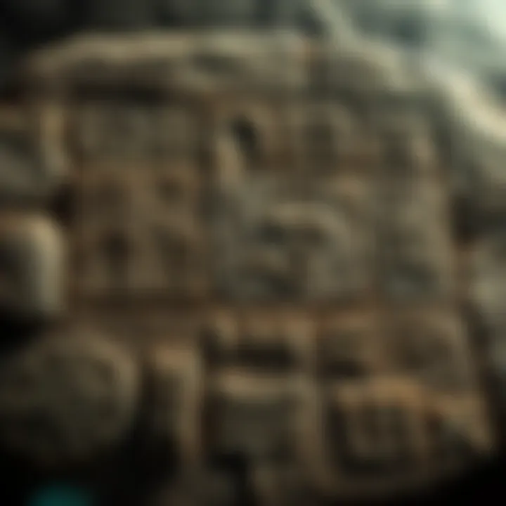 A close-up view of a stone tablet found in Georgia featuring strange symbols that do not match any known language