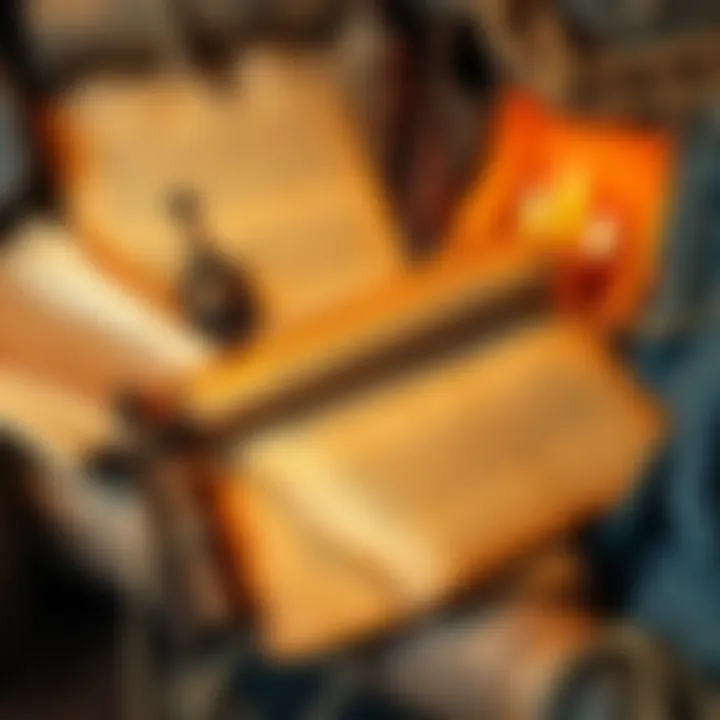 A collection of ancient manuscripts and scrolls depicting historical prophecies about catastrophic events in 2027.