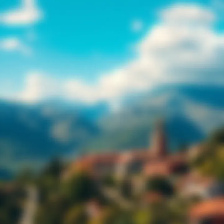 A beautiful view of Andorra's mountains and valleys with traditional architecture in the foreground