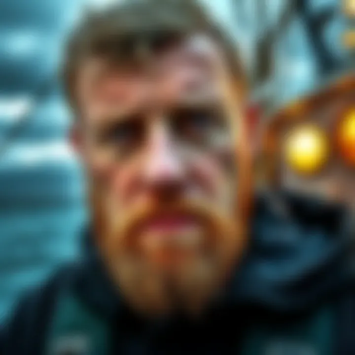 Andy Hillstrand on his boat, looking serious as he prepares for a fishing trip in Alaska waters.