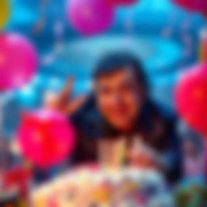 Andy Milonakis with a birthday cake and balloons at his celebration