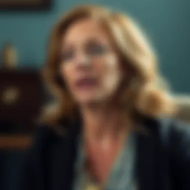 Angela Ford during an interview about her views on Jesus Christ's crucifixion, showing a contemplative expression