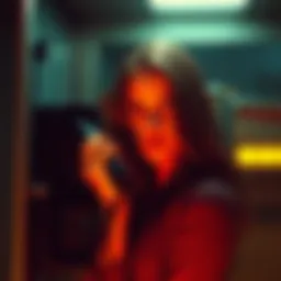 A young woman at a payphone with a concerned expression, illustrating the moment before her abduction in 1991.