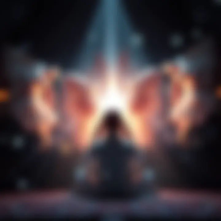 Angels Helping with Requests A gentle light from angels guiding a person in making requests in a spiritual setting