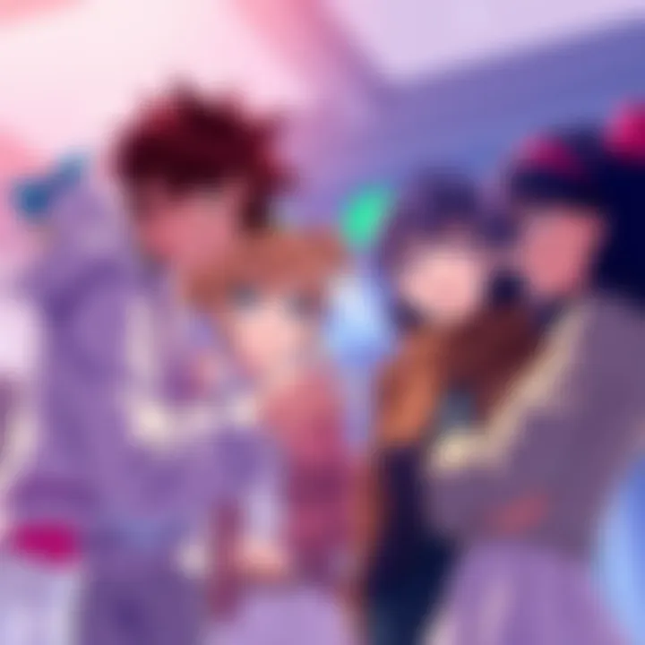 Anime Characters Chatting A group of anime characters sharing their favorite picks in a vibrant discussion.