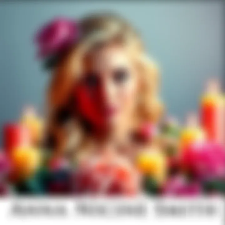 A tribute to Anna Nicole Smith featuring a portrait of her with flowers and candles around it, symbolizing remembrance.