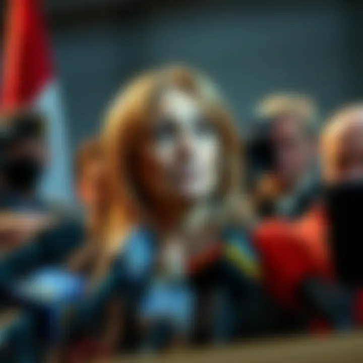 Anna Liedtke speaks to reporters about her allegations against Israeli forces during a press conference