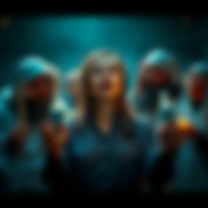 Anneliese Michel during exorcism A woman in distress during an exorcism session, with priests surrounding her, reflecting a tense atmosphere.