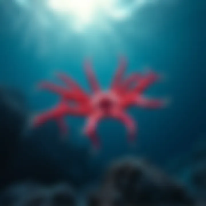 A 20-armed Antarctic Feather Star swimming in the icy waters of Antarctica.