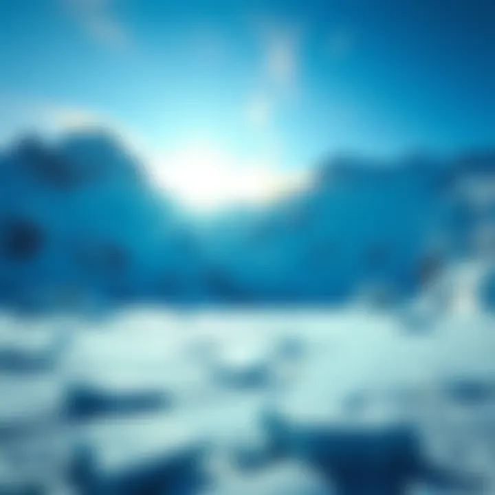 A vast icy landscape in Antarctica with snowy mountains and a clear sky, hinting at hidden secrets beneath the ice.
