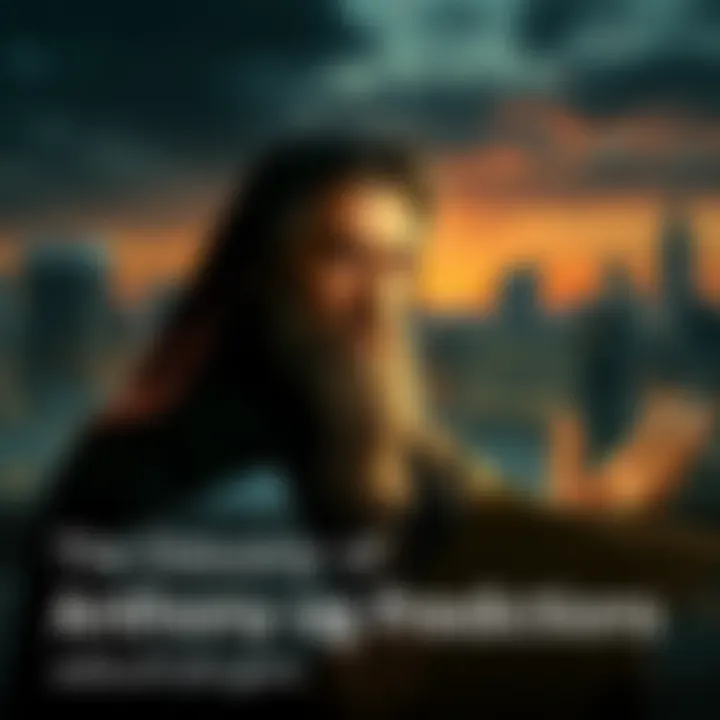 Anthony of Boston's Predictions A solemn figure resembling Anthony of Boston making unsettling predictions, surrounded by a darkened cityscape that reflects public concern.