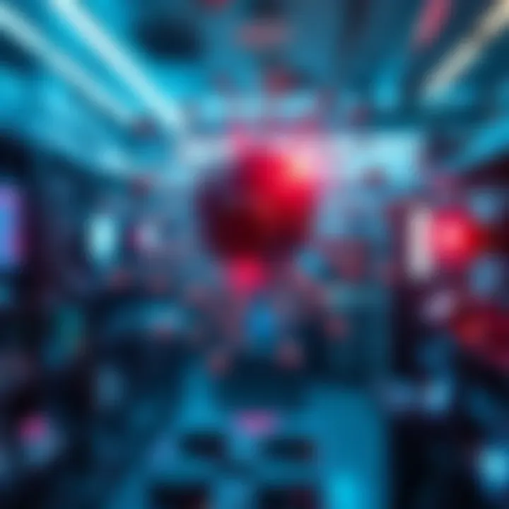 A futuristic depiction of anti-gravity technology with heavy elements and atomic particles creating motion in a lab setting.