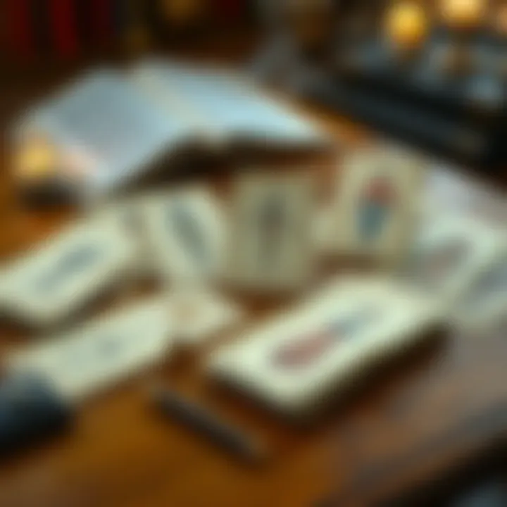 A beautifully arranged Antique Anatomy Tarot deck on a wooden table, with cards showing various anatomical illustrations, set in a cozy reading space with soft lighting.