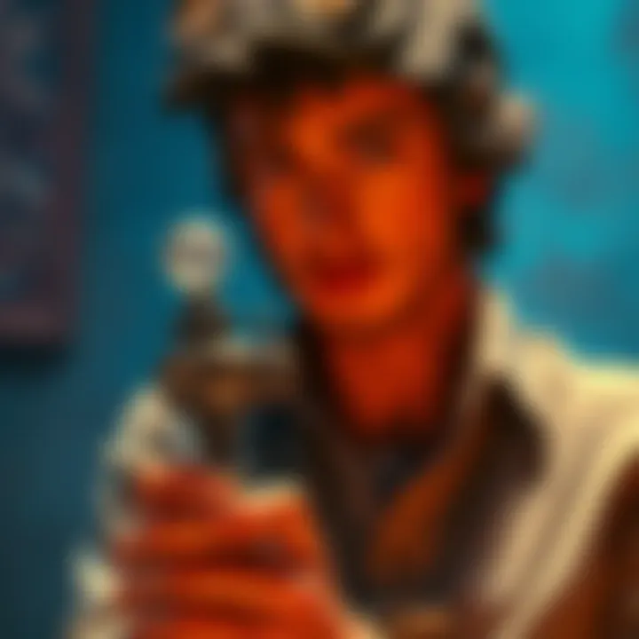 A person holding an antique object, looking puzzled while it seems to react to their questions.