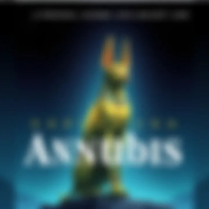 Anubis Illustration A glowing figure of Anubis, the ancient Egyptian god, standing against a starry night sky, symbolizing a connection to spirituality and dreams.