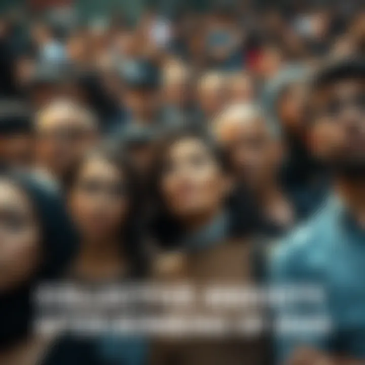 A diverse group of people looking concerned and disconnected, reflecting collective anxiety after a news event.