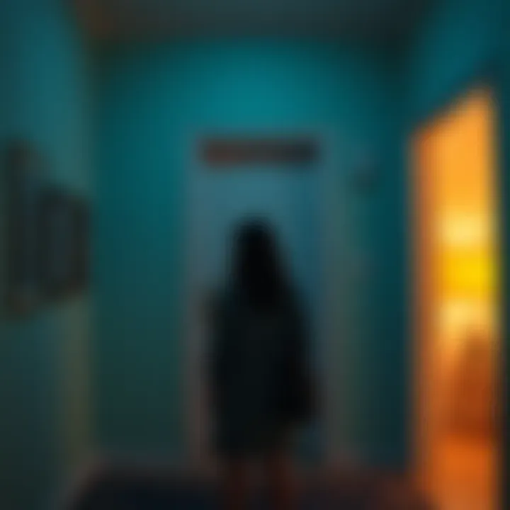 Apartment with a Solid Wall A woman stands in front of a wall where her apartment door used to be, looking confused and worried.