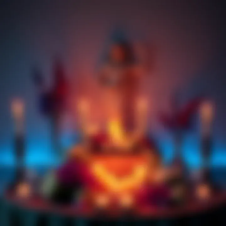 A beautifully arranged altar dedicated to Aphrodite, featuring candles, flowers, and symbols of love and beauty.