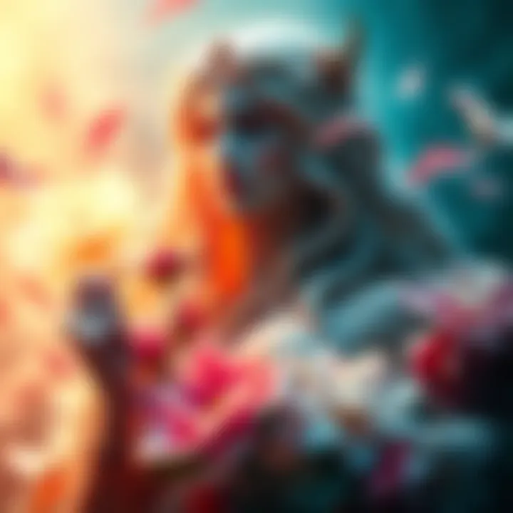A serene figure representing Aphrodite surrounded by flowers, symbolizing love and beauty, with soft light illuminating her presence.