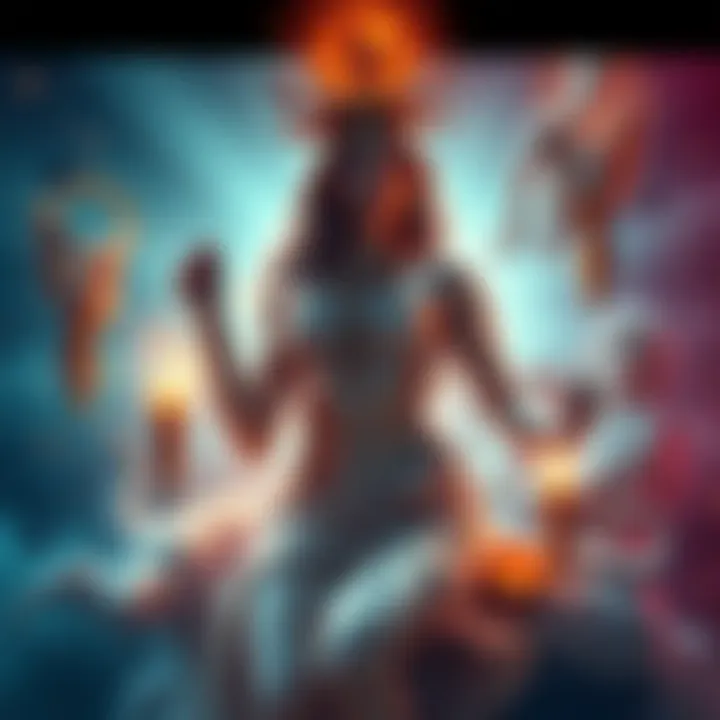 Aphrodite surrounded by symbols of love and protection, representing her epithets against negativity and slander.