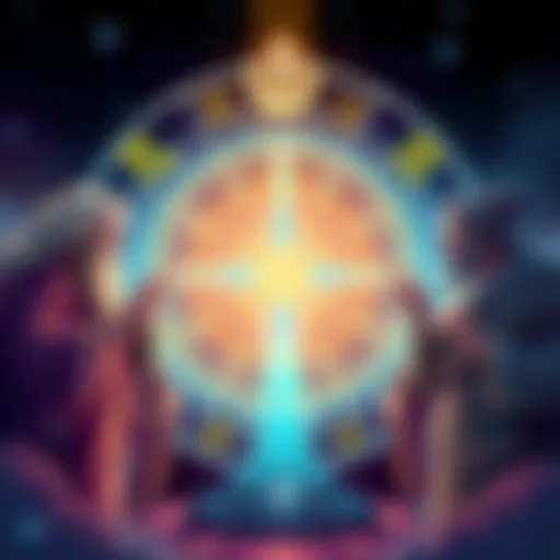 Illustration showing the Apostles with symbols of the Zodiac signs, highlighting personality traits like impulsiveness and shadowy nature