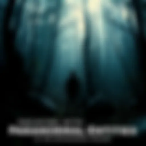 A person standing in a dense Appalachian forest, looking around cautiously, with shadows and trees surrounding them, suggesting a paranormal presence.