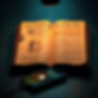 A scene from Apple's new advertisement showing an iPhone alongside a visual representation of a bible, highlighting technology's role in modern life.