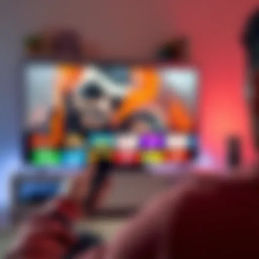 A person watching new episodes on Apple TV, with a remote in hand and a screen displaying a popular series.