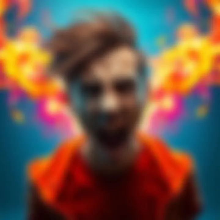 A person depicting an Aquarian showing anger through a loud outburst, with bright colors representing strong emotions.