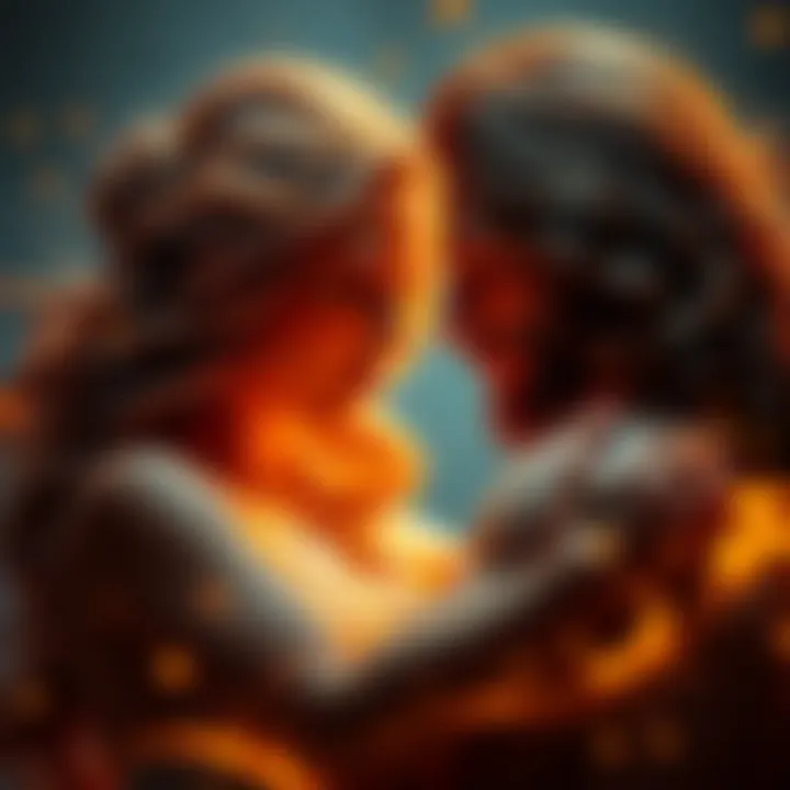 Aquarian Woman and Leo Man Connection An Aquarian woman and a Leo man share an intense moment, showcasing their strong emotional connection and chemistry.