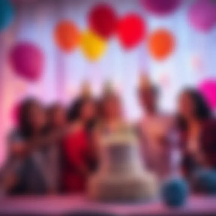 A group of Aquarians celebrating together with balloons and cake