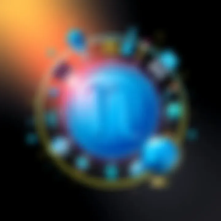 Aquarius Symbol with Career Options Aquarius zodiac symbol surrounded by various career icons like a laptop, paintbrush, and globe, representing diverse job paths.